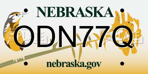 ODN77Q Nebraska License Plate