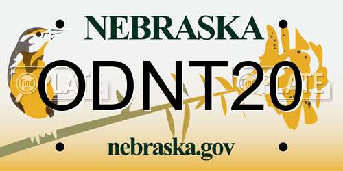 ODNT20 Nebraska License Plate