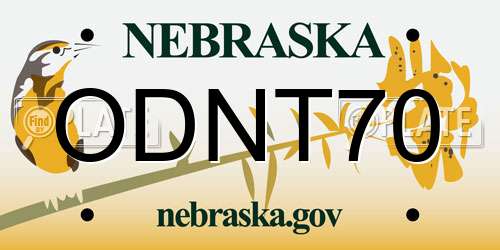 ODNT70 Nebraska License Plate