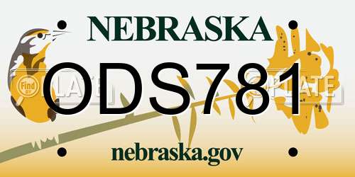ODS781 Nebraska License Plate