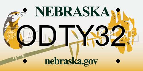 ODTY32 Nebraska License Plate