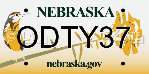 ODTY37 Nebraska License Plate