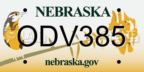 ODV385 Nebraska License Plate