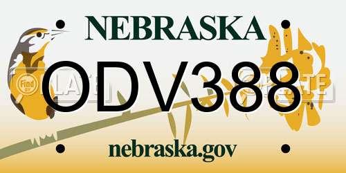 ODV388 Nebraska License Plate