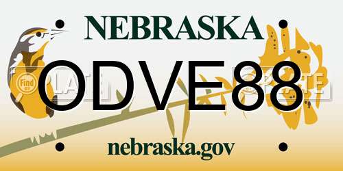 ODVE88 Nebraska License Plate