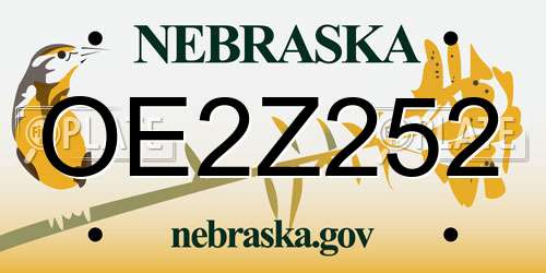 OE2Z252 Nebraska License Plate