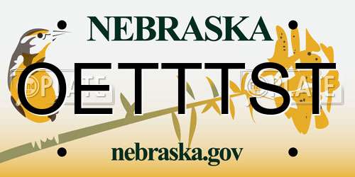 OETTTST Nebraska License Plate