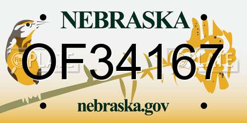 OF34167 Nebraska License Plate