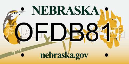 OFDB81 Nebraska License Plate