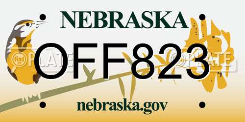 OFF823 Nebraska License Plate