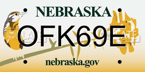 OFK69E Nebraska License Plate
