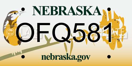 OFQ581 Nebraska License Plate