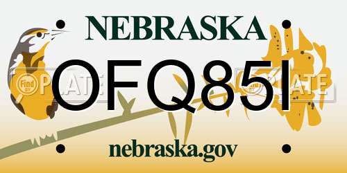 OFQ85I Nebraska License Plate