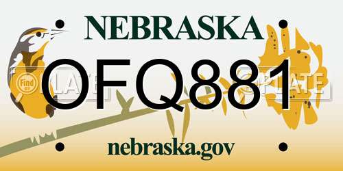 OFQ881 Nebraska License Plate