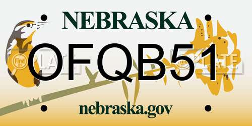 OFQB51 Nebraska License Plate