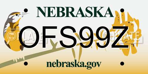 OFS99Z Nebraska License Plate