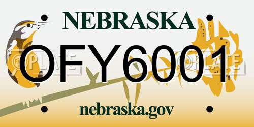 OFY6001 Nebraska License Plate