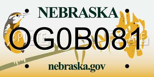 OG0B081 Nebraska License Plate