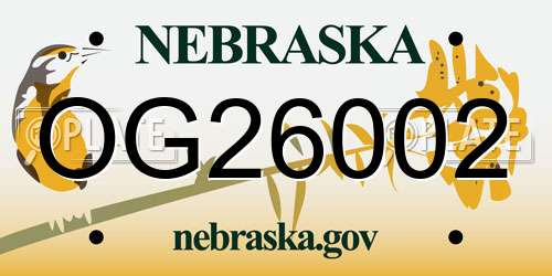 OG26002 Nebraska License Plate