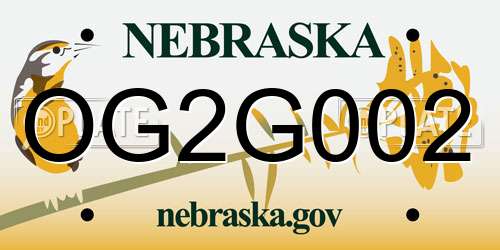 OG2G002 Nebraska License Plate