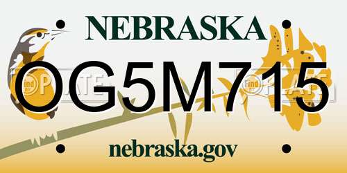 OG5M715 Nebraska License Plate