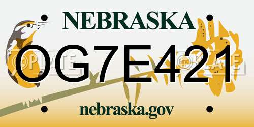 OG7E421 Nebraska License Plate