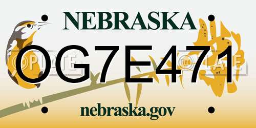 OG7E471 Nebraska License Plate