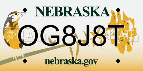 OG8J8T Nebraska License Plate