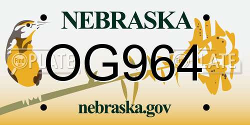 OG964 Nebraska License Plate