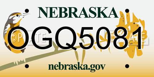 OGQ5081 Nebraska License Plate