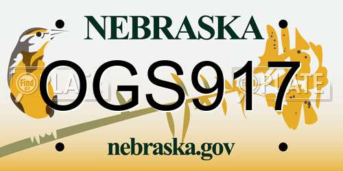 OGS917 Nebraska License Plate