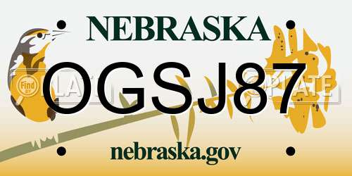 OGSJ87 Nebraska License Plate