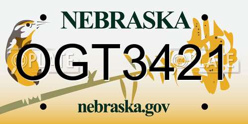 OGT3421 Nebraska License Plate