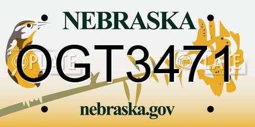 OGT3471 Nebraska License Plate