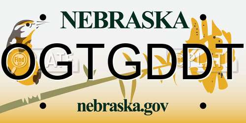 OGTGDDT Nebraska License Plate