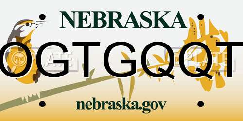 OGTGQQT Nebraska License Plate