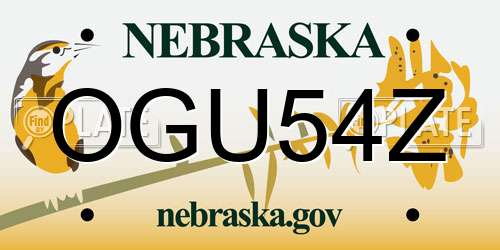 OGU54Z Nebraska License Plate