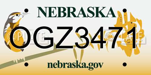 OGZ3471 Nebraska License Plate