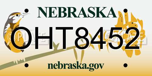 OHT8452 Nebraska License Plate