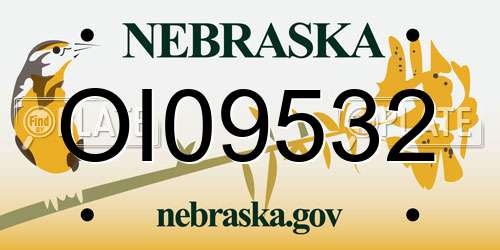 OI09532 Nebraska License Plate