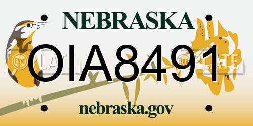 OIA8491 Nebraska License Plate
