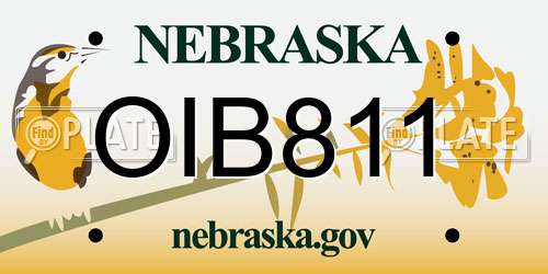 OIB811 Nebraska License Plate