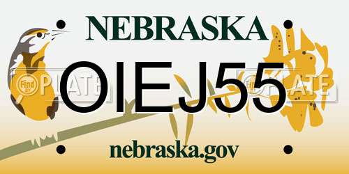 OIEJ55 Nebraska License Plate