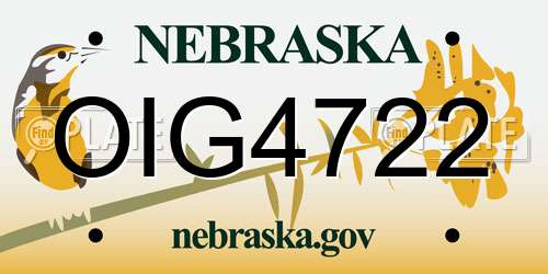 OIG4722 Nebraska License Plate