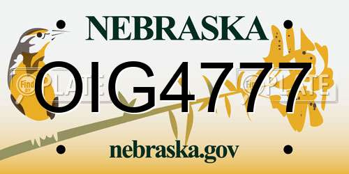 OIG4777 Nebraska License Plate