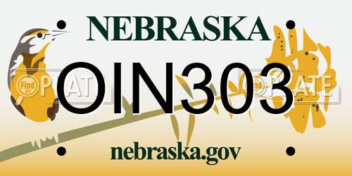 OIN303 Nebraska License Plate