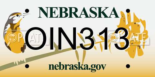 OIN313 Nebraska License Plate