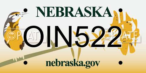OIN522 Nebraska License Plate