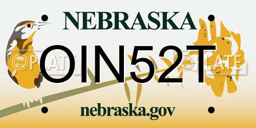 OIN52T Nebraska License Plate