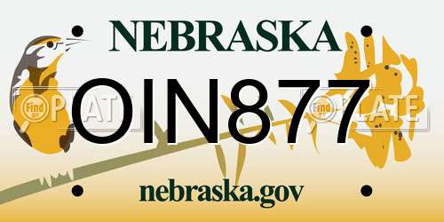 OIN877 Nebraska License Plate